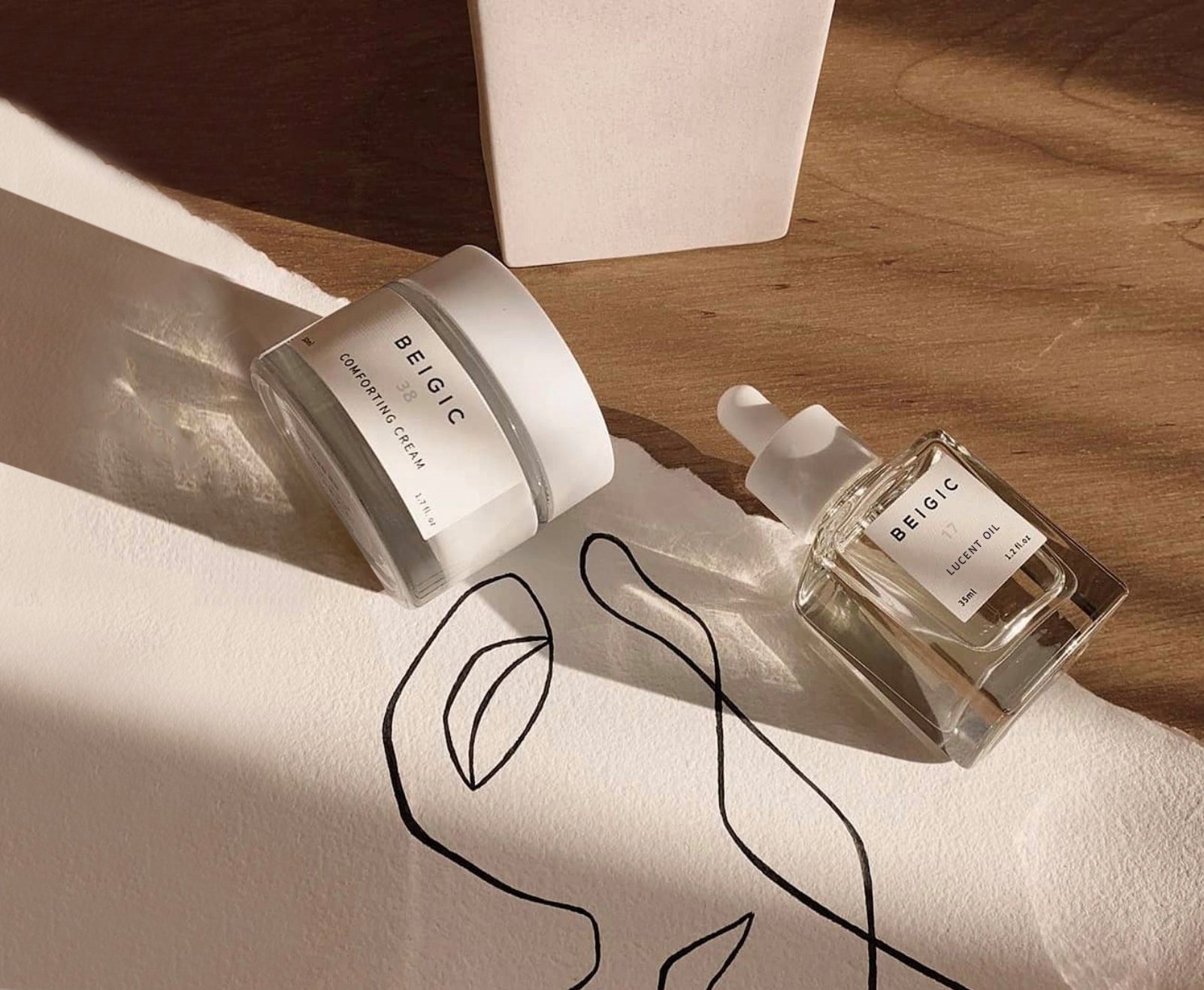 Rutina coreana hidratante con aceite facial y crema Beigic