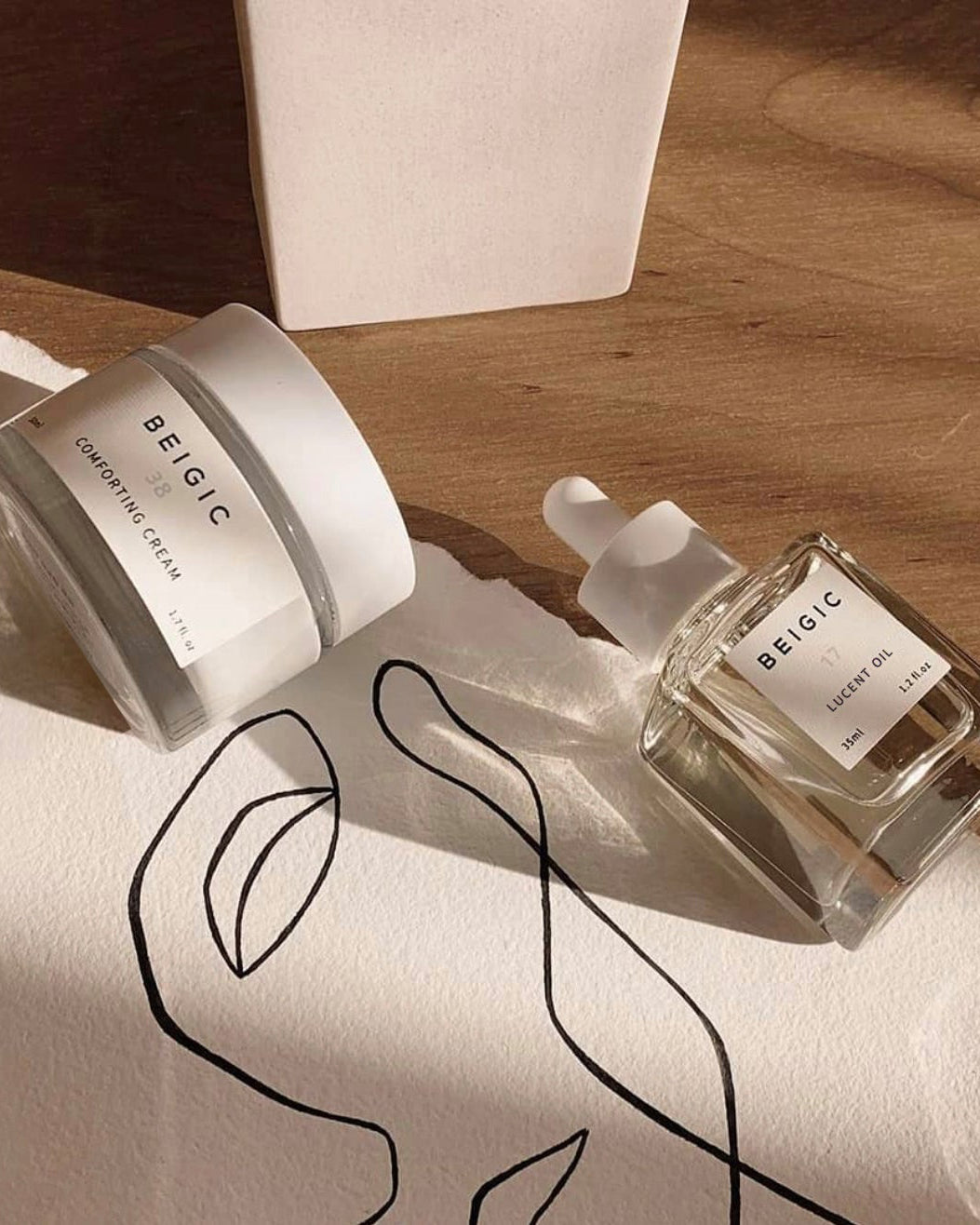Rutina coreana hidratante con aceite facial y crema Beigic