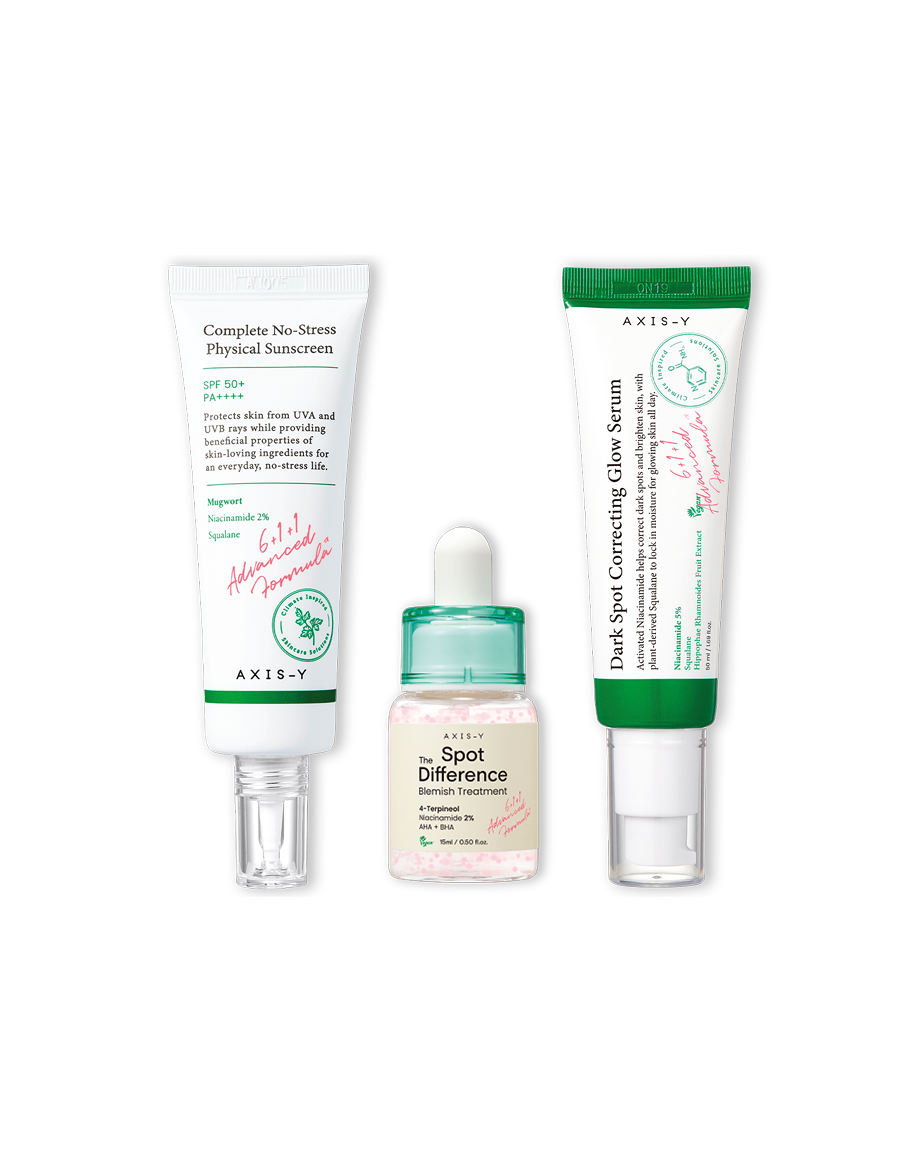 Rutina coreana con sérum y protector solar para piel sensible Axis-Y Yaksok Cosmetics