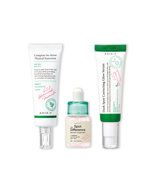 Rutina coreana con sérum y protector solar para piel sensible Axis-Y Yaksok Cosmetics